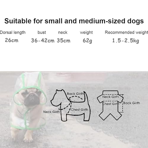 SSyang Pet Raincoat, Raincoat for Dogs with Hood Waterproof for Small and Medium Dogs Adjustable Transparent Poncho Raincoat (M,White) - Image 2