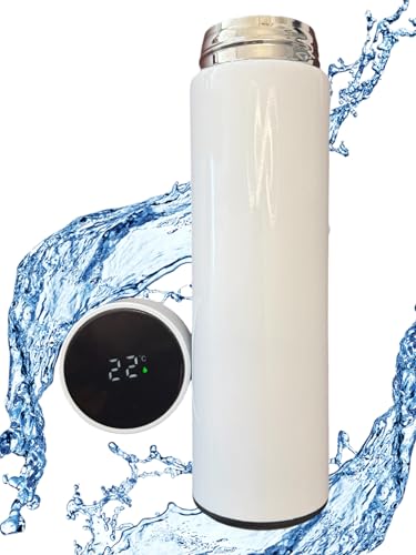 Botella termo inteligente con pantalla LCD, 500 ml, acero inoxidable de doble capa, con indicador de temperatura, con aguante de temperatura de hasta 24h, para deporte, agua, té, café...