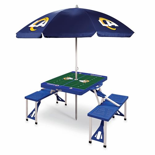 Image of PICNIC TIME NFL Picnic Table Portable Folding Table with Seats and Umbrella