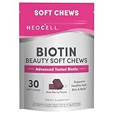 NeoCell Biotin Beauty Soft Chews, For Healthy Skin, Hair, Nails, Energy Support Supplement, Acai Berry Flavor, Soft Chews, 30 Count, 1 Bag