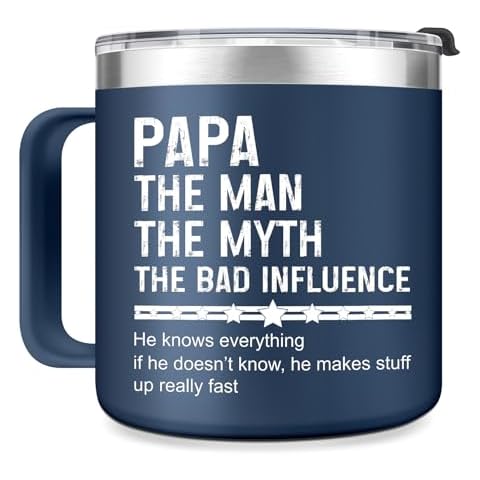 Nurforta Gifts for Dad From Daughter Son - Papa The Man The Myth Mug Tumbler 16 oz - Gifts for Dad Birthday Gifts for Dad Christmas Gifts for Dad - Dad Mug Birthday Presents for Dad Cups (Blue) Cover