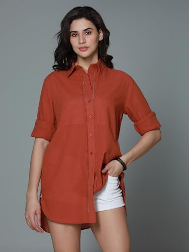 Image of High Star Classic Oversized Spread Collar Long Sleeves Casual Shirt