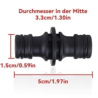 HAFRILY Schlauchkupplung 1/2 Zoll, Gartenschlauch Verbinder Doppelseitige Kupplung, Schlauchverbinder Verlängerung, Kupplung Gartenschlauch Schnellkupplung für Gartenbewässerung (6, Schwarz) – Ansicht 2