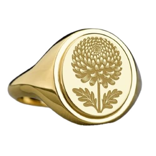Bague en argent 925 fleur chrysanthème plaqué or ovale