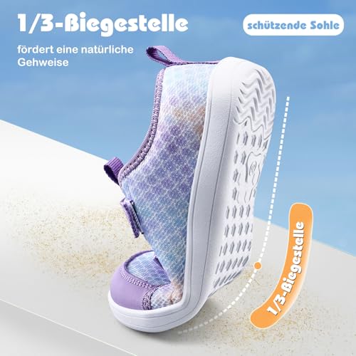 IceUnicorn Barfußschuhe Kinder Barfussschuhe Jungen Mädchen Breite Minimalistische Aquaschuhe Traillaufschuhe Strandschuhe(Lila, 25EU Weit)