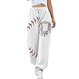 OIUHJN Hose Rot Damen 46 Freizeithose mit Kordelzug und Baseball-Print für Damen Damen Kurze Hose Rot