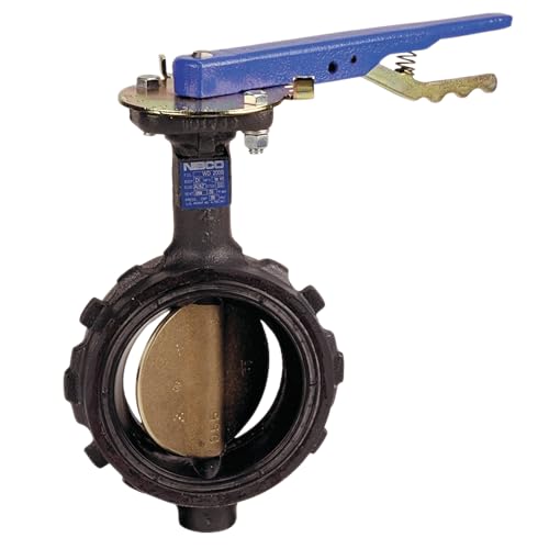 NIBCO WD-2000-3 Series Ductile Iron Butterfly Valve with EPDM Liner and Aluminum Bronze Disc, Lever-Lock Handle, Wafer, 2