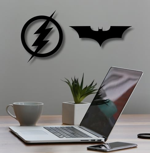 Image of TWIGGY Superhero 6mm MDF Wooden Wall Decor Set for Home, Office, or Gaming Room, Gift, Anime (pack of 2 | The Flash, The Dark Knight)