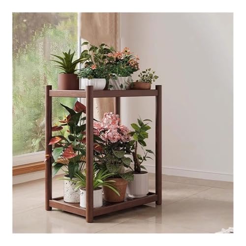 Soporte para plantas de dos capas con base de madera estable para bonsái 7