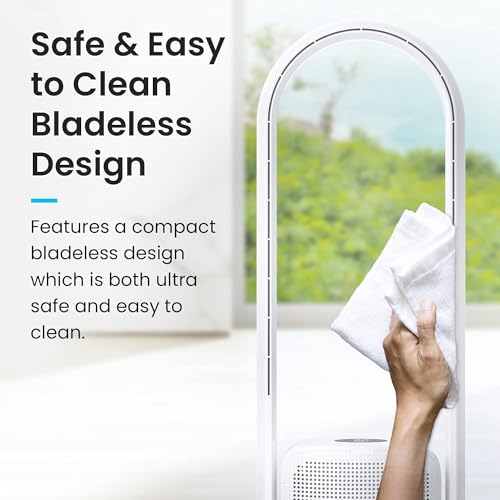 U ULTTY Ventilador de Torre Sem Lâmina e Purificador de Ar em Um, Filtro True Hepa 99,97% Poeira de