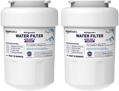 Amazon Basics Replacement GE MWF Refrigerator Water Filter Cartridge - Pack of 2, Premium Filtration