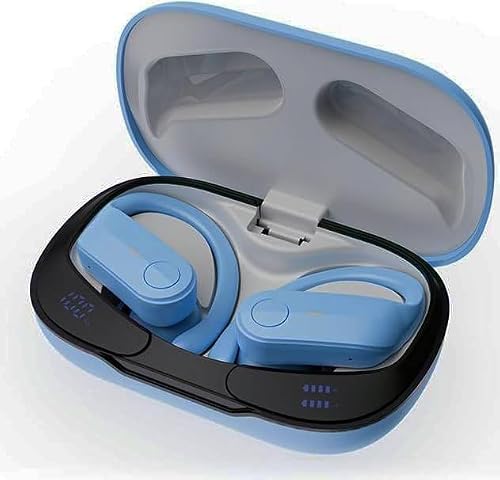 Ordtop Bluetooth Kopfhörer Sport mit Ohrhaken, Hellblau