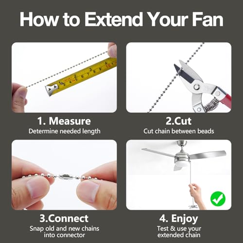 image for SmoTecQ Ceiling Fan Pull Chain Extender, 24-inch Extra Long with Decor