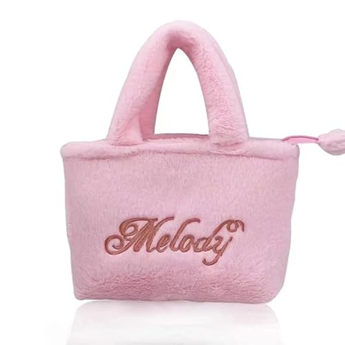 Cute Bag Portable Kuromi Plush Handbag Kawaii Purse Anime Cartoon Soft Fluffy Japanese Lolita Lovely Shoulder Bag For Girls Women (Pink-M) #TOP5