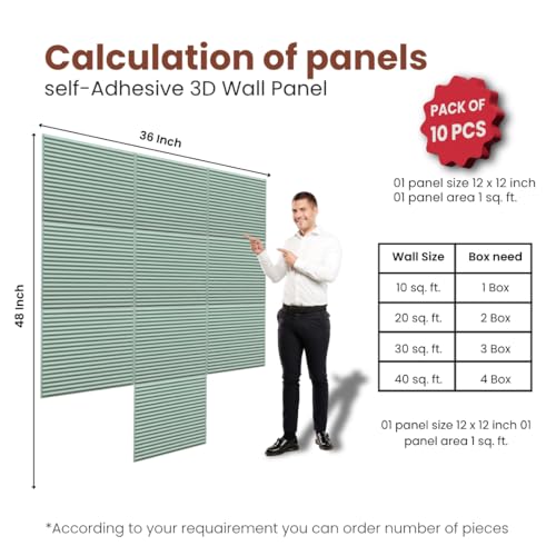 Image of PVC Self-Adhesive Wall Panels for Home Interior Decor | Set of 10 Panels | Total Coverage 10 Sq. Ft. (Edge Water)