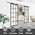 BARNSMITH 72in x 84in Double Glass Barn Door with 13FT Top Mounted Hardware Kit, 5-lite Modern Black Aluminum Tempered Frosted Glass Sliding Door, Assemble Required(2 * 36inx 84in)