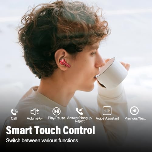 Image of Ai Translation Earbuds Real Time No Subscription,164 Languages Translator Earbuds with 6 Translation Modes, Audio and Video Calls Translator Headphones,Audifonos Traductores Ingles Espanol,Deep Red