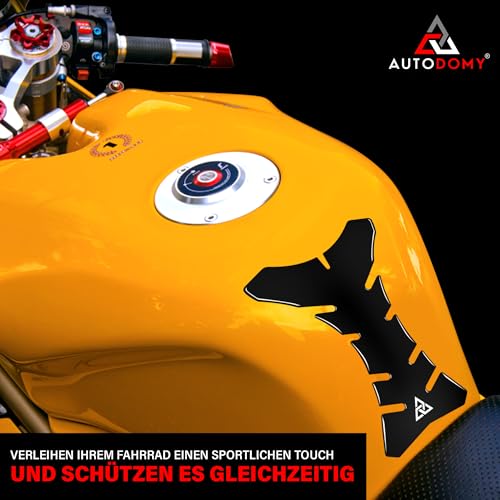 Autodomy Tankpad Motorrad Schwarz Universell V2 | Motorrad Tank Aufkleber 20x14 cm | Geeignet für Alle Motorradmarken