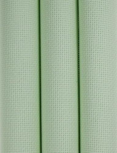 Image of KCS 3 pc of 15 inch x 18 inch(38cmx45cm) Counted Cross Stitch Cotton Aida Cloth Needlework Rolled Fabric Box,16CT,Light Green