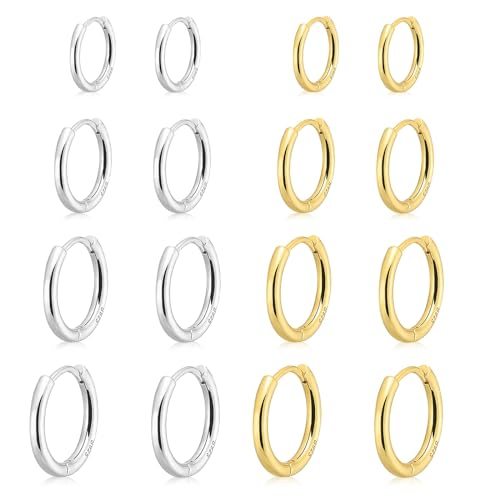 Gokeey Gold Hoop Earrings Set for Women, Tiny Gold Huggie Earrings for Women, Lightweight Mini Small Hoop Earrings Set for Cartilage Earrings