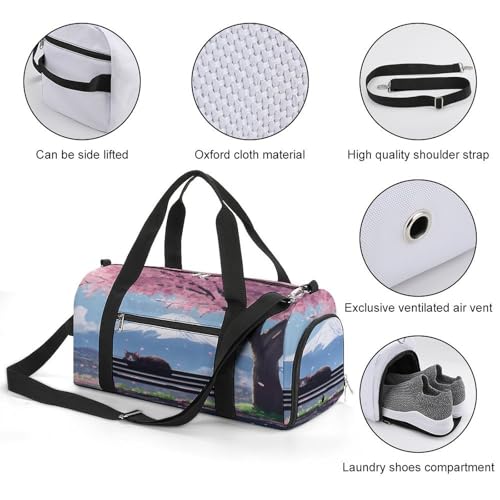 Cherryflowers Mount Fuji Bench Gym Bag Travel Duffle Bags Carry On Tote Weekender Bag Suitable for Men Women3