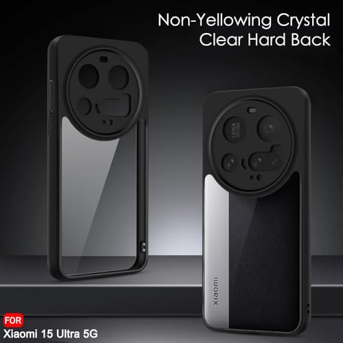 Image of KAPAVER Hybrid Clear Back Cover Case for Xiaomi 15 Ultra | Protective Shockproof Cleare Hard PC Soft Flexible Black TPU Cover