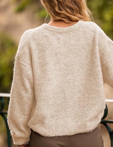 Image of Ynhonra Womens Cardigan Sweater Front Button Loose Y2k Long Sleeve Crewneck | Lightweight Knit Ribbed Hem