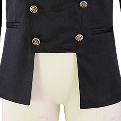 Men's Solid Retro Double Breasted Suits Stand Collar Slim Fit Suit Jacket Regular Male Blazer Button up Jackets2