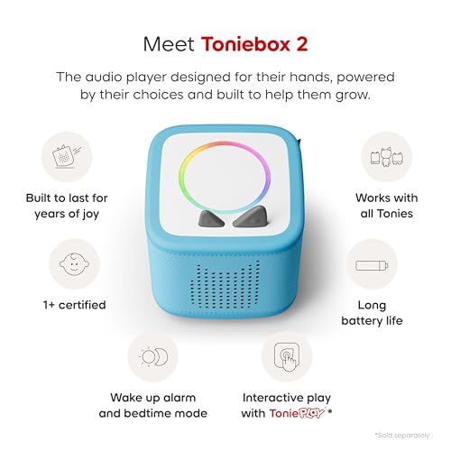 Image of Toniebox 2 Audio Player Disney Princess Bundle for Kids 3+ with Ariel, Moana, Merida, and Belle - Sky Blue