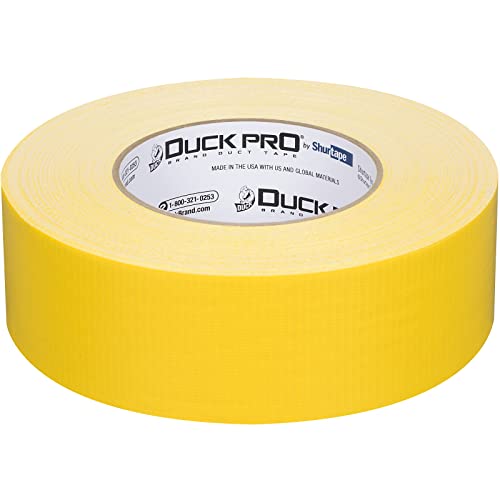Image of Duck Pro by Shurtape Professional Grade, Industrial Colored Cloth Duct Tape for Industrial Color-Coding, HVAC and Automotive, 48mm x 60yd, 10.0 mil, Yellow, 1 Roll (105483)