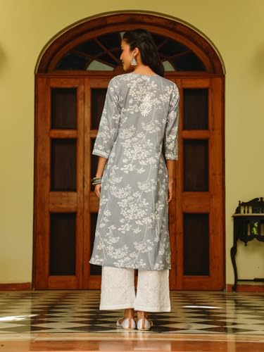 Image of Zainab Mulmul Straight Kurta |Chikankari | Chikankari Kurta | Chikankari Short Kurti | Lucknowi Chikankari Kurti (WL155-P)