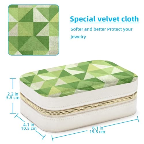 Boîte à bijoux double couche triangle vert géométrique pour bagues et colliers - 5