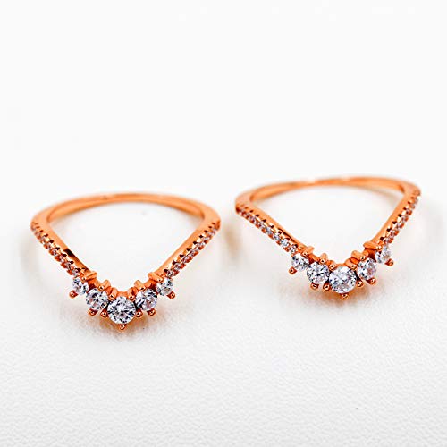 Uloveido Womens 925 Sterling Silver Round CZ Crown Wedding Engagement Ring Guard Enhancer 2pcs Stack Rings Set Y10243