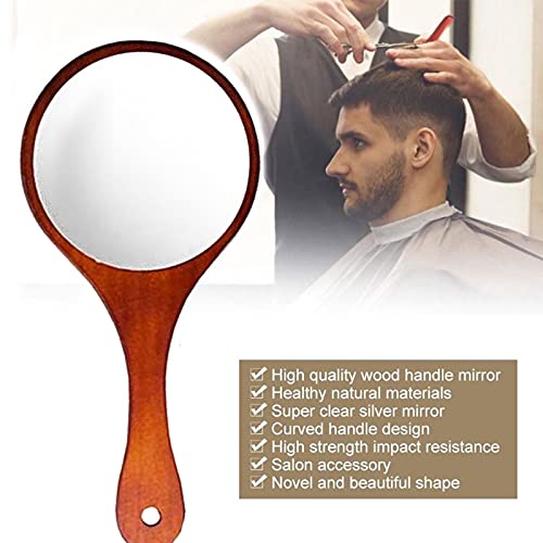 Houten Kappers Handspiegel, 30*17cm, handgemaakte make-upspiegel, rond, geschikt voor make-up, cosmetica, huidverzorging… - Image 8