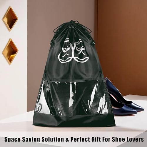 Image of Heart Home Pack of 8 Travel Shoe Organizer | Storage Bags | Travel Carrying Bag | Storage Organizers Set | Shoe Cover with Transparent Window | Shoe Dori Cover | Sky Blue & Black