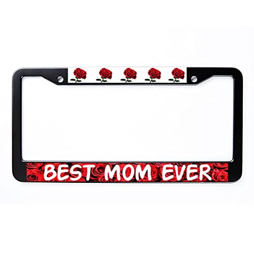 Best Mom Ever Metal License Plate Frame Car Auto Tag Holder - 2 Holes Licenses Plate Covers Holders Frames