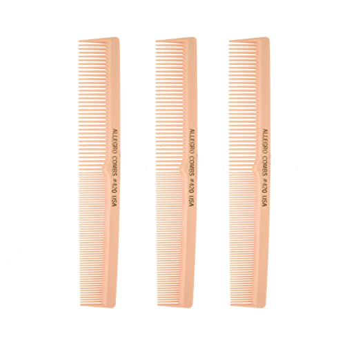 Allegro Combs 420 Hair Stylist Barbers Cutting Combs Beard Comb Mustache Mens Women Toddler Boys Braiding Hair Parting USA 3 Pc. (Fresh peach [original])