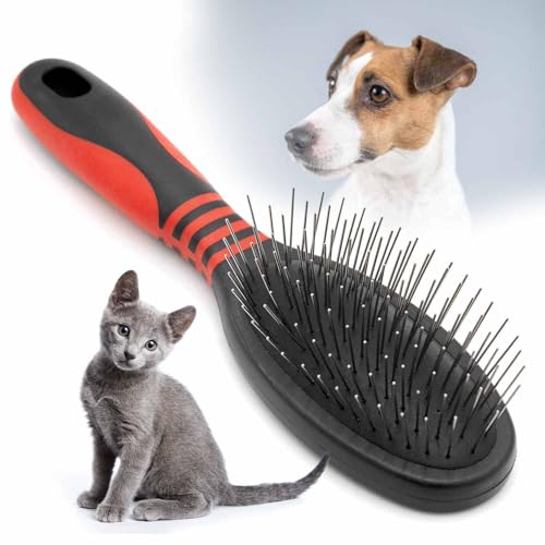 Image of Jeffers Pet Single Sided Pin Brush for Dogs Cats Horses, Patented Pin Pad, Durable Bristles, Detangling Grooming Brush for Medium to Long Hair, Smooth Finish, Tangle Free Coat, Travel Size - Medium