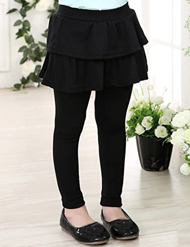 Kiench Girls' Leggings with Skirts Ruffle Cotton Footless Tights 2-Pack2