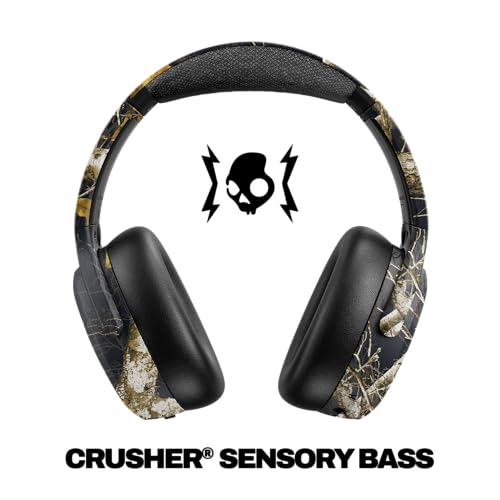 Image of Skullcandy Crusher ANC 2 Wireless Over-Ear Bluetooth Headphones with Multi-Sensory Bass, Active Noise Cancelling, Up to 60 Hours Battery, Microphone for iPhone Android - Realtree Edge Colors Black