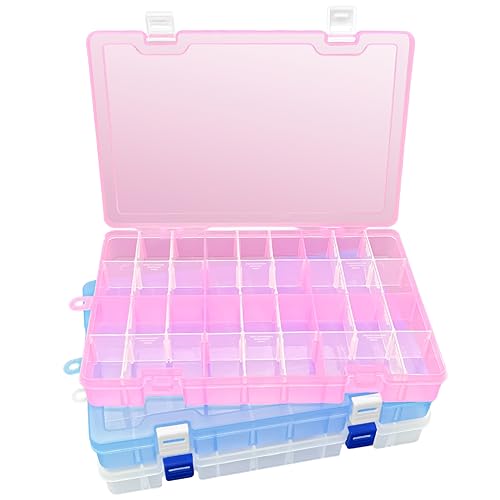 DUOFIRE Plastic Organizer Container Storage Box Adjustable Divider Removable Grid Compartment for Jewelry Beads Earring Container Tool Fishing Hook Small Accessories (15 grids, White X 3)