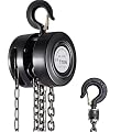 VEVOR Hand Chain Hoist 1 Ton 2200 Lbs Capacity 10 Feet with 2 Heavy Duty Hooks, Manual Chain Fall for Warehouse Building Automotive Machinery Black