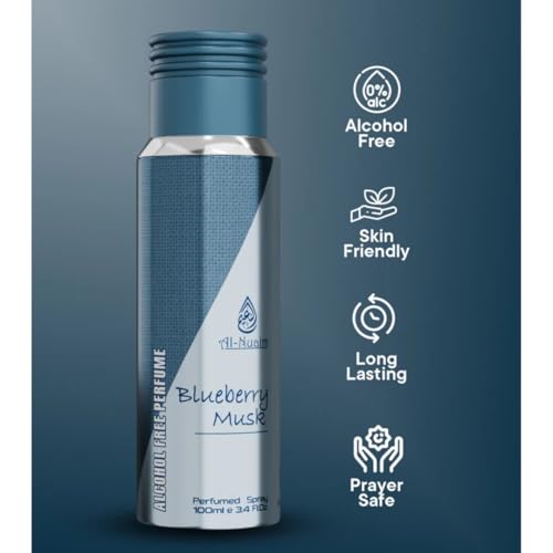 Image of AL-NUAIM 100ML BLUEBERRY MUSK PERFUME SPRAY FREE FROM ALCOHOL