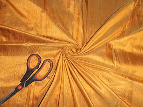 Tissu Dupioni 100% pure soie moutarde 112 cm de large au metre pour styliste et couturier