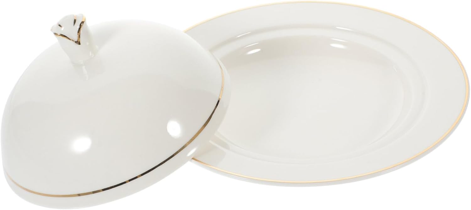 Round Ceramic Plate Lid Dinner Plate Cover Serving for Parties Banquets