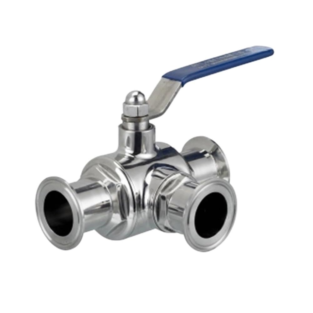Válvula De Bola Sanitaria De Acero Inoxidable 304, 3 Vías, 1,5 ", 50,5mm, Triple Abrazadera, Tipo Virola For Agua, Aceite, Aire Y Gas Piezas de válvulas de apertura y cierre de aire, g(63mm,T type)