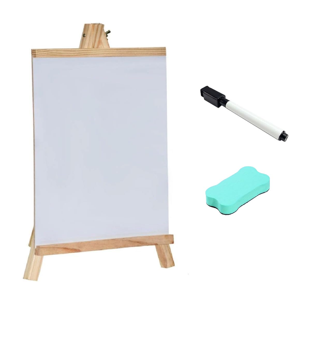 Rosy.Moment Whiteboard Set with Wooden Stand, Marker, and Eraser – 20x36 cm Portable Writing Surface for Creative Ideas, Notes, and Planning