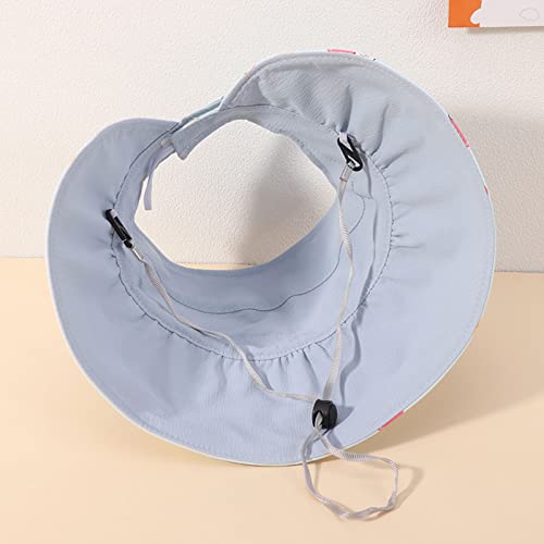hahuha Chapéu infantil ajustável com alça de queixo com proteção solar, dobrável, aba larga, desenho