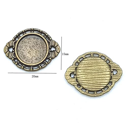 Yoogcorett 50Pcs Mini Antique Bronze Oval Bezel Pendants Trays, Blank Cabochons Base Setting Bezel Cameo For Diy Craft Necklace Bracelet Jewelry Making Supplies Accessory 20 X 15Mm #TOP2