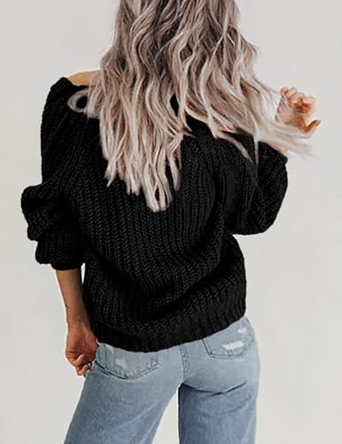 Image of Zeagoo Women's 2026 Fall Chunky Knit Cardigans Open Front Long Sleeve V Neck Button Loose Cardigan Sweaters